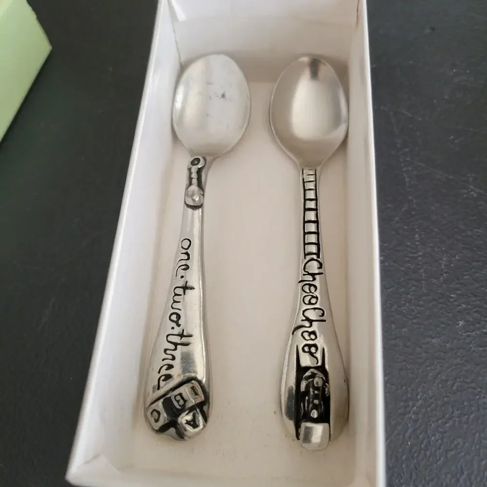 Vintage Metal Morphosis Baby Spoons Set with Box - Choo Choo & 123